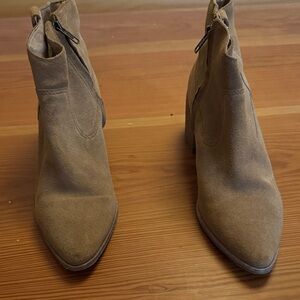 Madewell Tan Block Heel Suede Ankle Boots-size 9